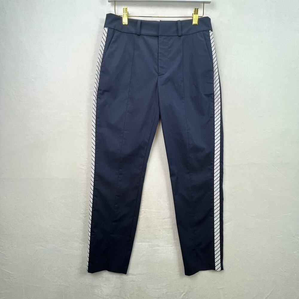 Joie Women's Brookley Stripe Trim Ankle Pants In Midnight Blue w. Pockets Size 4